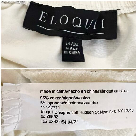 Eloquii | Polka Dot White Black Puff Sleeve Off Shoulder Plus Size Blouse Top 1X - Picture 8 of 9